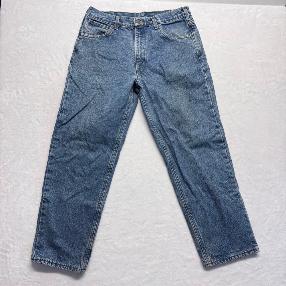 Carhartt Mens Jeans Blue Denim Relaxed Fit‎ Straight Leg Work Pants Size 36x30